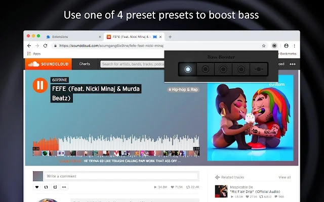 Bass Booster Extreme untuk Chrome – Tingkatkan Bass Audio Anda - Screenshot 2