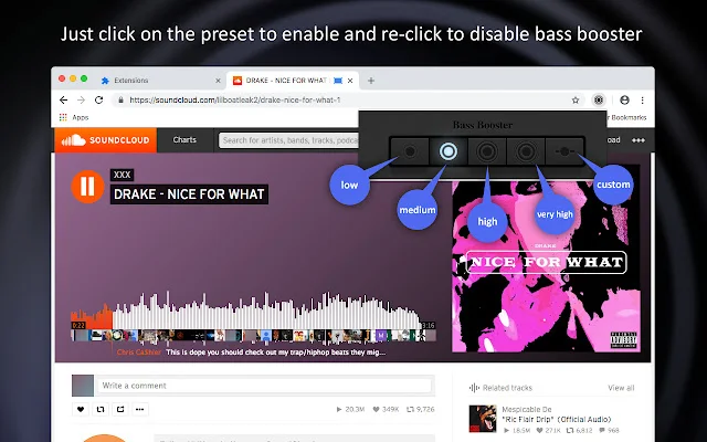 Bass Booster Extreme untuk Chrome – Tingkatkan Bass Audio Anda - Screenshot 3