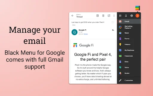 Black Menu for Google™: Akses Cepat Semua Layanan Google - Screenshot 2