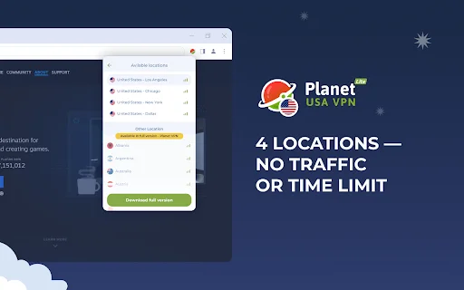 VPN USA – Planet VPN Lite: Ekstensi Chrome Gratis Terbaik - Screenshot 4