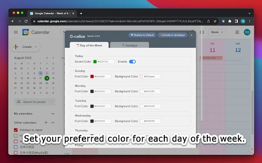 G-calize: Ubah Warna Google Calendar Anda Jadi Lebih Menarik - Screenshot 4